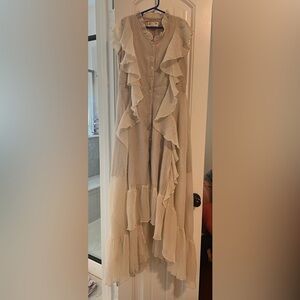 Girls long button down ruffle dress